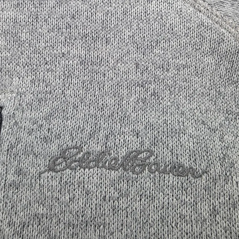 Eddie Bauer Sweater Mens 2XL Gray Quarter Zip Fleece Pullover Raglan Embroidered
